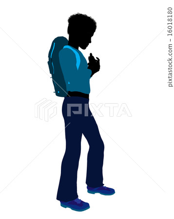 African American Teen Hiker Silhouette 16018180