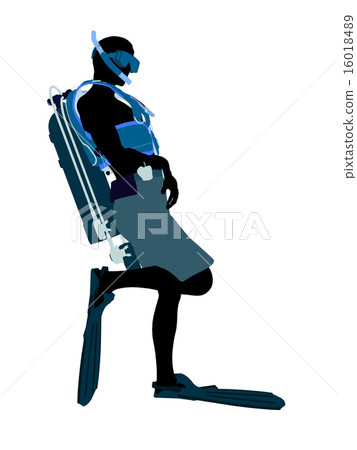 Male Scuba Diver Illustration Silhouette 16018489