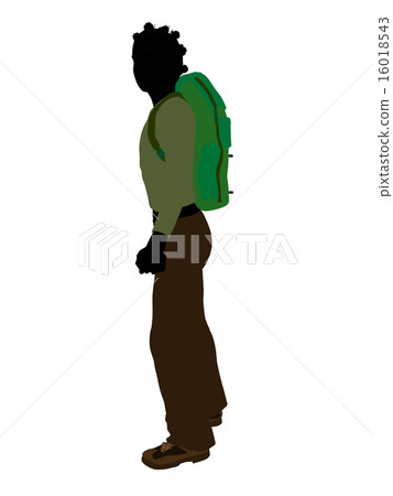 African American Teen Hiker Silhouette 16018543
