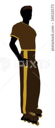 African American Male Roller Skater Silhouette 16018573