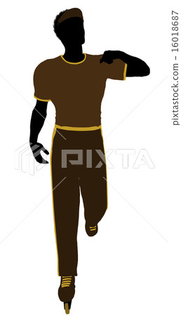 African American Male Roller Skater Silhouette 16018687