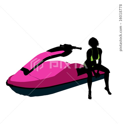 Female Jetskier Art Illustration Silhouette 16018778