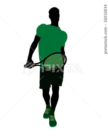 Male Tennis Player Illustration Silhouette 16018834