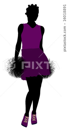 African American Cheerleader silhouette on a white background African American Cheerleader silhouette on a white background 16018891