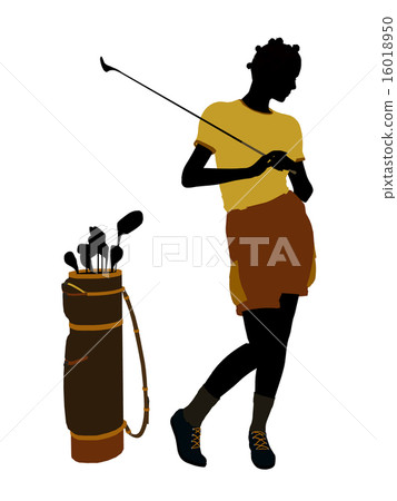 African American Female Golf Player Illustration Silhouette African American Female Golf Player Illustration Silhouette 16018950