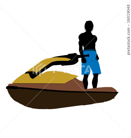 Male Jetskier Art Illustration Silhouette 16019048
