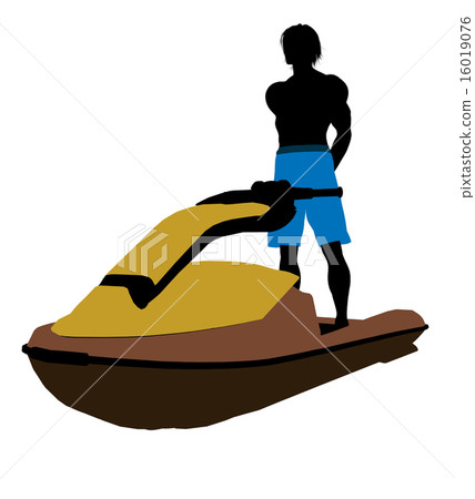 Male Jetskier Art Illustration Silhouette 16019076