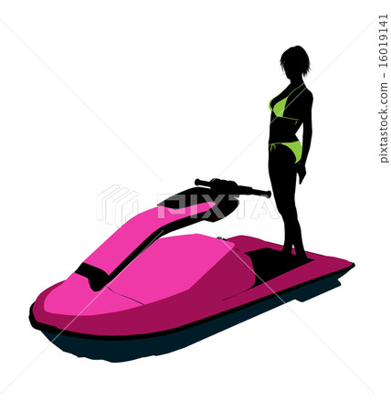 Female Jetskier Art Illustration Silhouette Female Jetskier Art Illustration Silhouette 16019141
