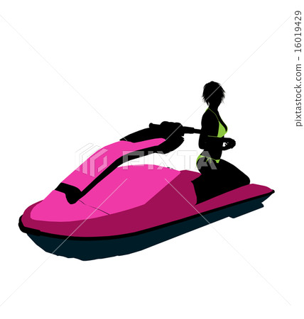 Female Jetskier Art Illustration Silhouette 16019429
