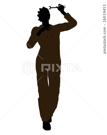 Female African American Mechanic Silhouette Female African American Mechanic Silhouette 16019453