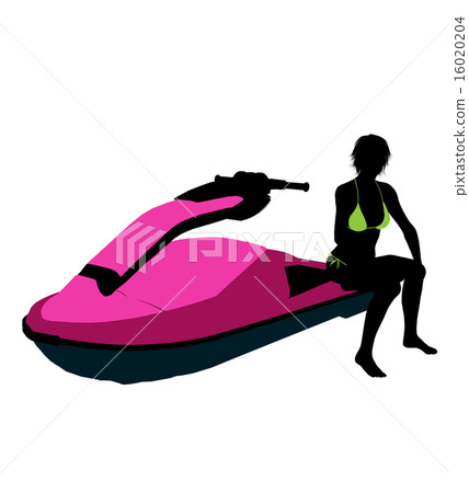 Female Jetskier Art Illustration Silhouette Female Jetskier Art Illustration Silhouette 16020204