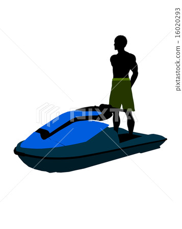 African American Male Jetskier Art Illustration Silhouette African American Male Jetskier Art Illustration Silhouette 16020293