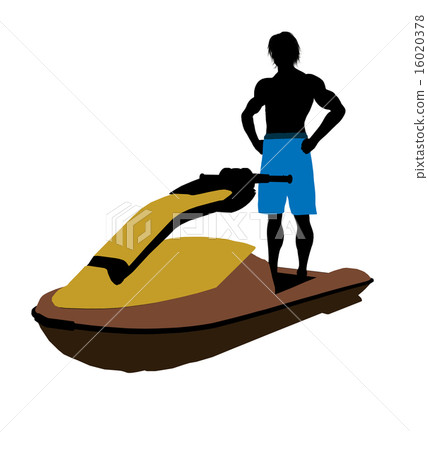 Male Jetskier Art Illustration Silhouette 16020378