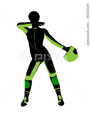 African American Female Motorcycle Rider Art Illustration Silhouette 16020384