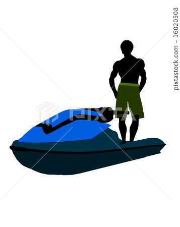 African American Male Jetskier Art Illustration Silhouette 16020508