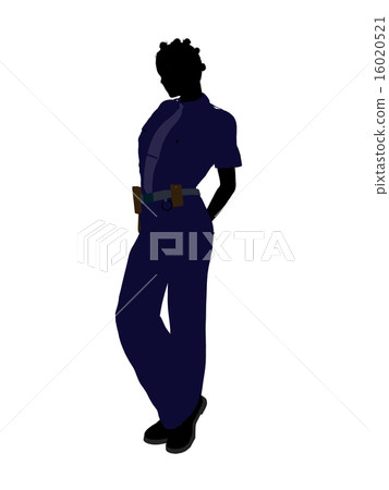African American Female Police Officer Art Illustration Silhouette 16020521
