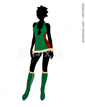 Sexy African American Female Christmas Elf Silhouette Illustrati 16020600