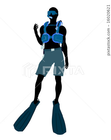 Male Scuba Diver Illustration Silhouette Male Scuba Diver Illustration Silhouette 16020621