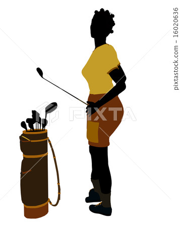 African American Female Golf Player Illustration Silhouette African American Female Golf Player Illustration Silhouette 16020636