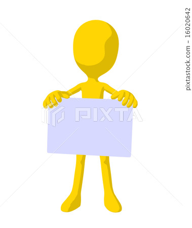 Cute Yellow Silhouette Guy Holding a Blank Business Card Cute Yellow Silhouette Guy Holding a Blank Business Card 16020642