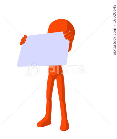 Cute Orange Silhouette Guy Holding a Blank Business Card Cute Orange Silhouette Guy Holding a Blank Business Card 16020645