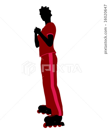 African American Female Roller Skater Silhouette 16020647