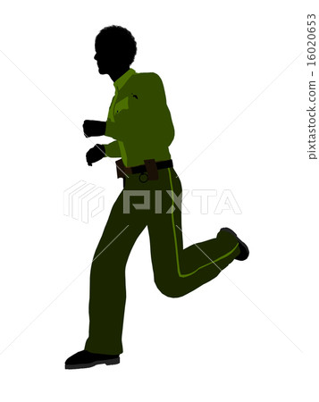 African American Male Sheriff Art Illustration Silhouette 16020653