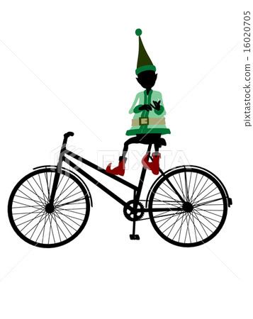 Christmas Elf With A Bycycle Silhouette Illustration 16020705