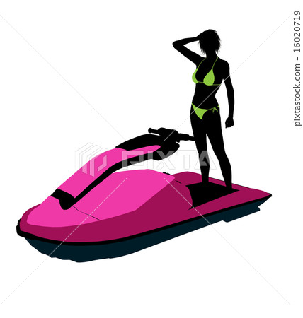 Female Jetskier Art Illustration Silhouette Female Jetskier Art Illustration Silhouette 16020719