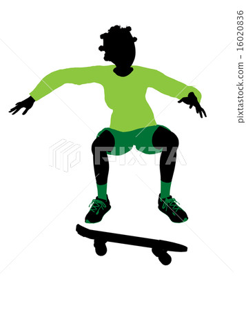 African American Female Skateboarder Silhouette 16020836