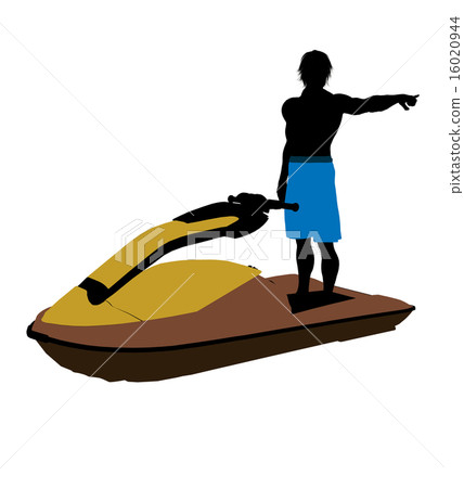 Male Jetskier Art Illustration Silhouette 16020944