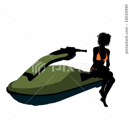 African American Female Jetskier Art Illustration Silhouette African American Female Jetskier Art Illustration Silhouette 16020990