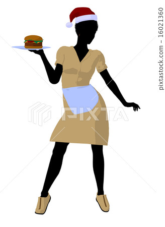 African American Waitress Illustration Silhouette African American Waitress Illustration Silhouette 16021360