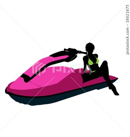 Female Jetskier Art Illustration Silhouette 16021675