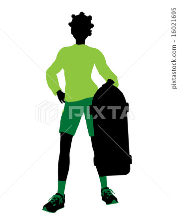 African American Female Skateboarder Silhouette - Stock Illustration ...