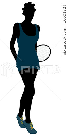 African American Female Tennis Player Illustration Silhouette 16021829