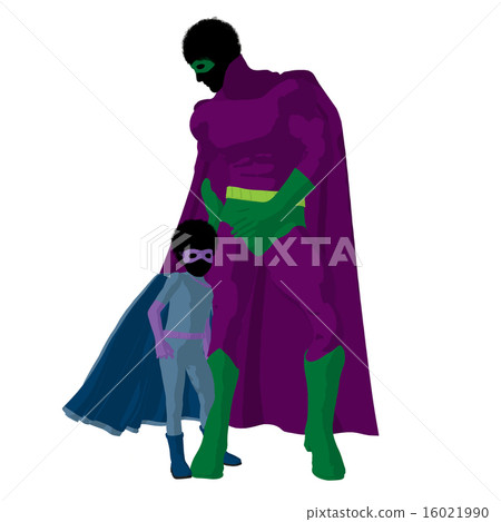 African American Super Hero Dad Illustration Silhouette African American Super Hero Dad Illustration Silhouette 16021990