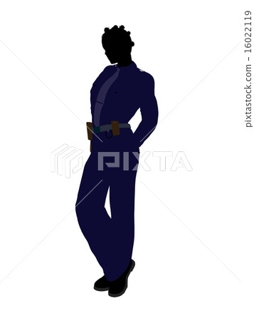 African American Female Police Officer Art Illustration Silhouette 16022119