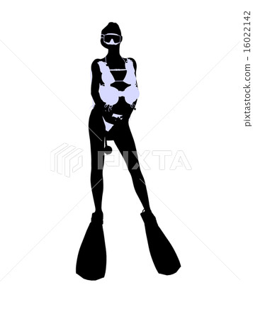 Female Scuba Diver Illustration Silhouette 16022142