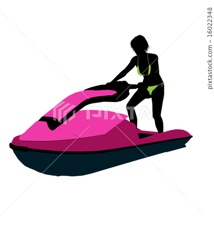 Female Jetskier Art Illustration Silhouette Female Jetskier Art Illustration Silhouette 16022348
