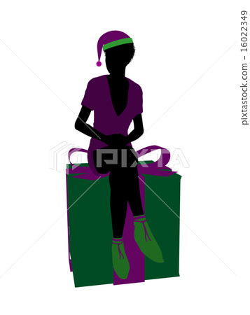 African American Christmas Elf Silhouette Illustration African American Christmas Elf Silhouette Illustration 16022349