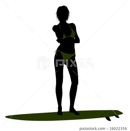Female Surfer Silhouette Illustration Female Surfer Silhouette Illustration 16022356
