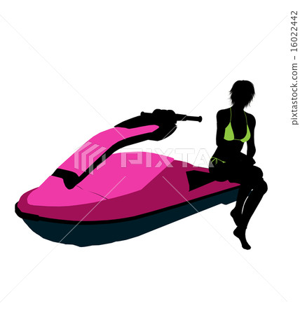 Female Jetskier Art Illustration Silhouette 16022442