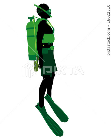 African American Male Scuba Diver Illustration Silhouette 16022510