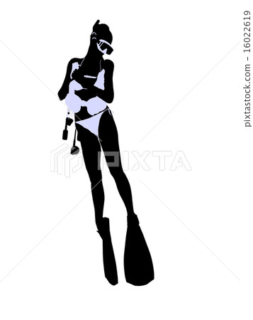 Female Scuba Diver Illustration Silhouette Female Scuba Diver Illustration Silhouette 16022619