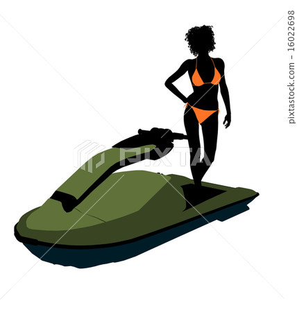 African American Female Jetskier Art Illustration Silhouette African American Female Jetskier Art Illustration Silhouette 16022698