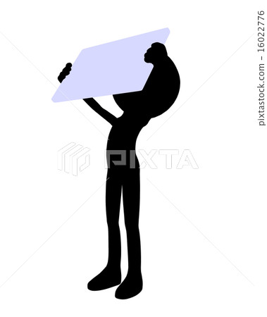 Cute Black Silhouette Guy Holding A Blank Business Card Cute Black Silhouette Guy Holding A Blank Business Card 16022776