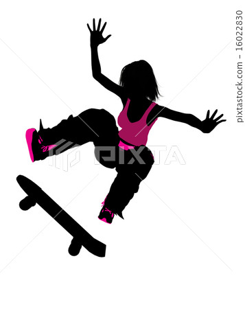 Female Skateboarder Silhouette 16022830
