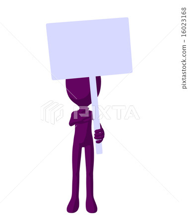 Cute Purple Silhouette Guy Holding A Blank Sign 16023168