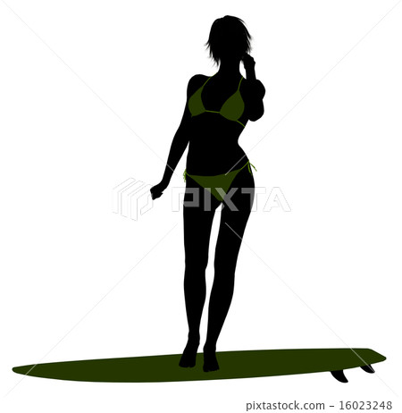 Female Surfer Silhouette Illustration 16023248